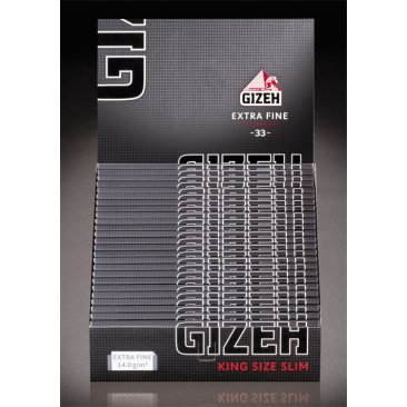 Gizeh Extra fine King Size slim Papers black magnetisch, 1 Box (25 Heftchen) = 1 VE