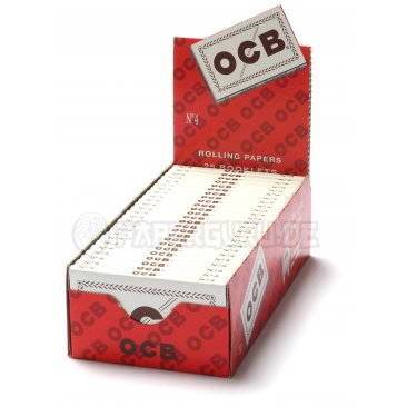 OCB Weiss 100er Zigarettenpapier Filigrane Gomme No. 4, 1 Box (25 Heftchen) = 1 VE