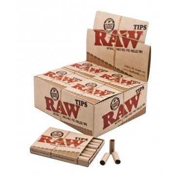 RAW prerolled Filter Tips slim unbleached, 1 box (20 packages) = 1 unit
