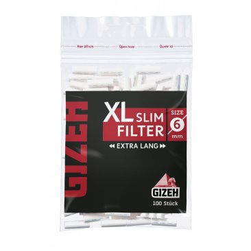 Gizeh Black XL Slim Filter 6mm Xtra long, 1 box (20 bags) = 1 unit