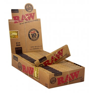 RAW 1 1/4 Medium Size Unbleached Cigarette Papers, 1 box = 1 unit