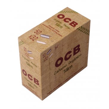 OCB King Size Slim Organic Hemp 100% Natürliche Rohstoffe, 1 Box (50 Heftchen) = 1 VE