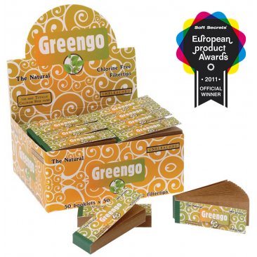 Greengo Filter Tips from recycled Paper, unbleached, unperforated, 50 booklets per box = 1 unit