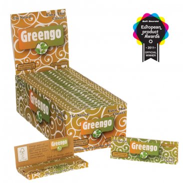 Greengo Regular Blättchen Extra Thin Classics ungebleicht Kurzformat, 1 Box (50 Heftchen) = 1 VE