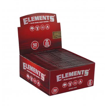 Elements Red King Size Slim Zigarettenpapier aus Hanf, 1 Box (50 Heftchen) = 1 VE
