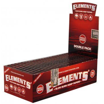 Elements Red Regular Kurz 100er Zigarettenpapier aus Hanf, 1 Box (25 Heftchen) = 1 VE