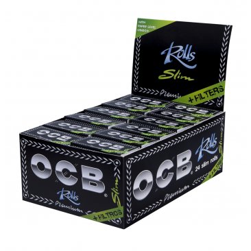 OCB Slim Rolls + Tips, 24 pro Box, 1 Box (24 Rolls) = 1 VE