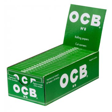 OCB Green N°8 kurze Blättchen Cut Corners 50er Heftchen, 1 Box (50 Heftchen) = 1 VE