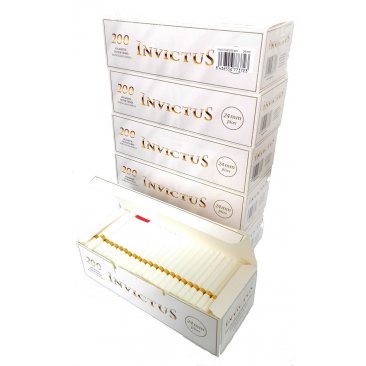 Invictus Filterhülsen mit Goldring Langfilter 24mm 200er Box, 5 Boxen = 1 VE