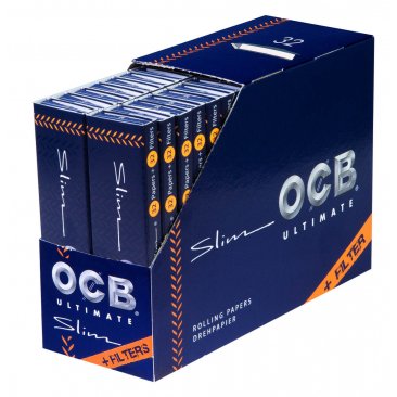 OCB Ultimate Papers+Tips King Size Slim 32er Box, 1 Box (32 Heftchen) = 1 VE