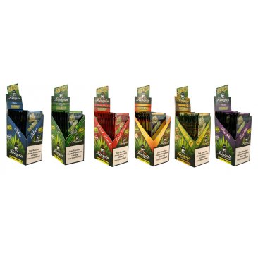 Kingpin Hemp Wraps six Flavours no Tobacco, 1 box (25 packages) = 1 unit