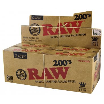 RAW 200s Classic, natürliches Zigarettenpapier ohne Knick, 1 Box (40 Heftchen) = 1 VE