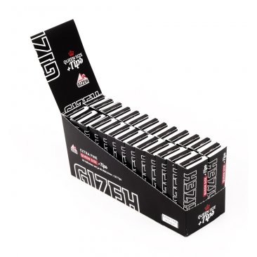 GIZEH Black Queen Size Papers + Tips, 50 1 ¼ Papers and Tips per Booklet, 1 box = 1 unit