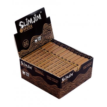 Slim Jim Skins Natural, 32 King Size Slim Papers+Tips, unperforated+unbleached, 1 box (22 booklets) = 1 unit
