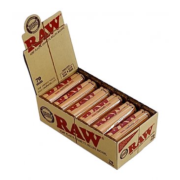 RAW Roller 79 mm, rolling machine for 1 ¼ and 1 ½ papers, hemp plastic, 1 display (12 pieces) = 1 unit