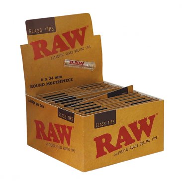 RAW Glass Tips Round, glass tips with a round mouthpiece, 1 Box = 1 unit