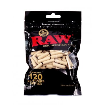 RAW Black XL filter, slim size 6 x 22 mm cigarette filters, 10 bags = 1 unit
