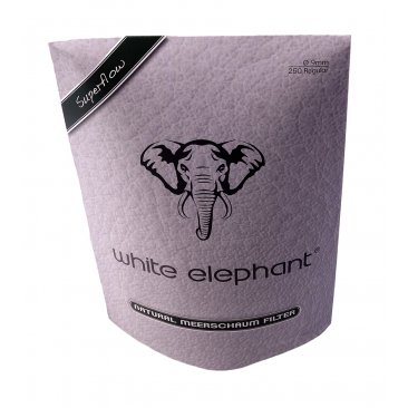 White Elephant Superflow natural meerschaum filter, 9 mm diameter, 1 package (250 filters) = 1 unit