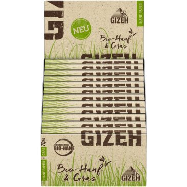GIZEH Bio Hanf + Gras King Size Slim Papers + Tips, ungebleicht, 1 Box (24 Heftchen) = 1 VE