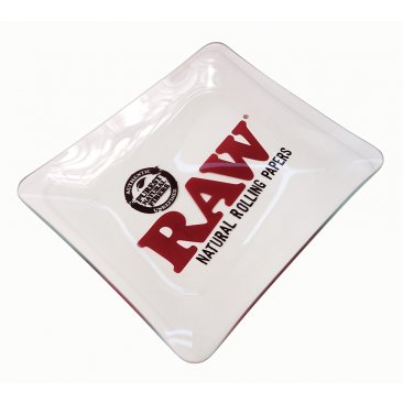 RAW Glass Rolling Tray, rolling tray made of shatterproof glass with RAW logo, 1 tray = 1 unit