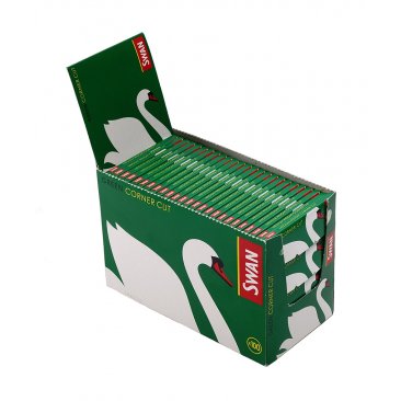 SWAN Green, Regular Cigarette Paper, Cut Corners, 1 box (100 booklets) = 1 unit