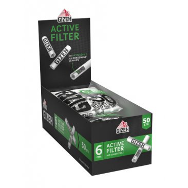 GIZEH Black Active Filter 6 mm, resealable bag with 50 filters each, 1 box (10 bags) = 1 unit