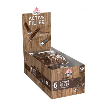 GIZEH Brown Active Filter 6 mm, 50 filters per bag, wood look, 1 box (10 bags) = 1 unit