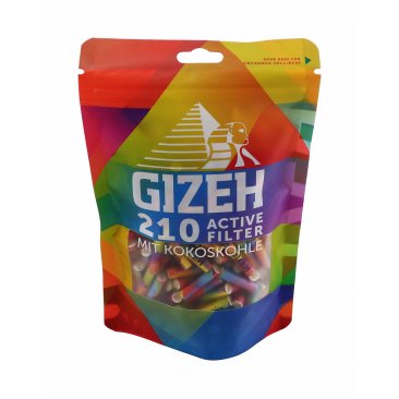 GIZEH Rainbow Active Filter 6 mm, multicolour look, 1 bag (210 filters) = 1 unit